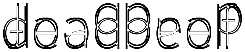 Ambigram for deadbeef in Sourcesanspro-extralight